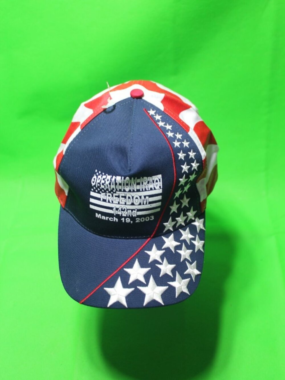 Operation Iraqi Freedom 142nd Hat Cap march 2003 Nissun red white blue